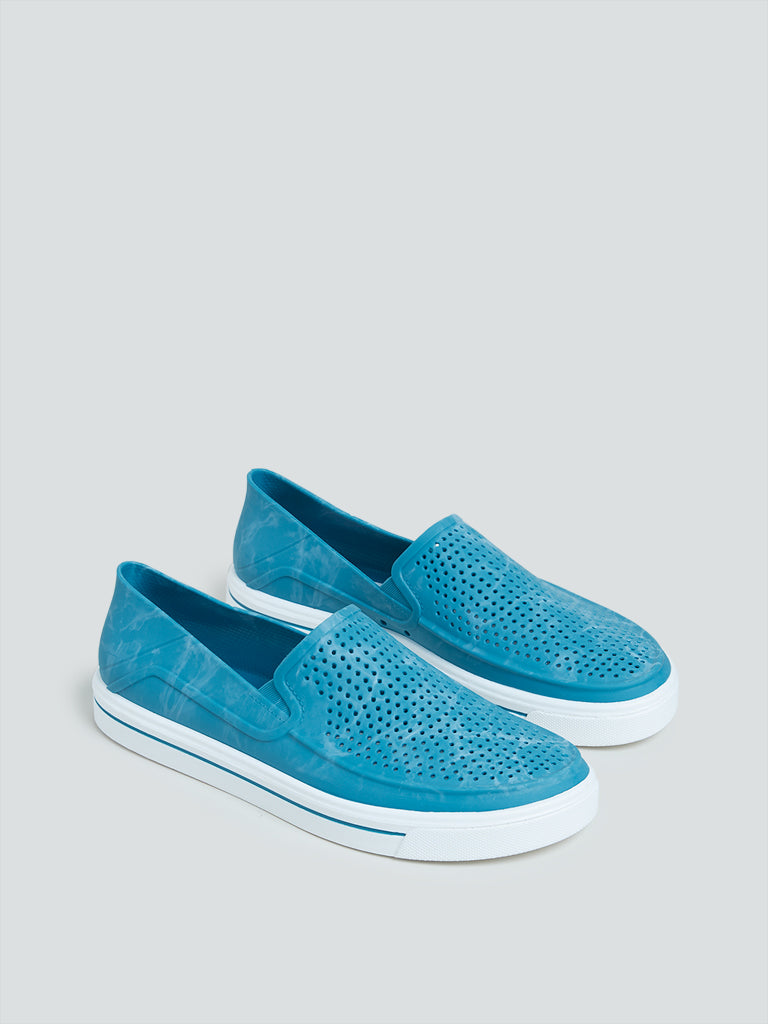 SOLEPLAY Blue Perforated Rainwear Loafers